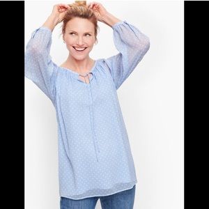 Talbots blue and white poet shirt